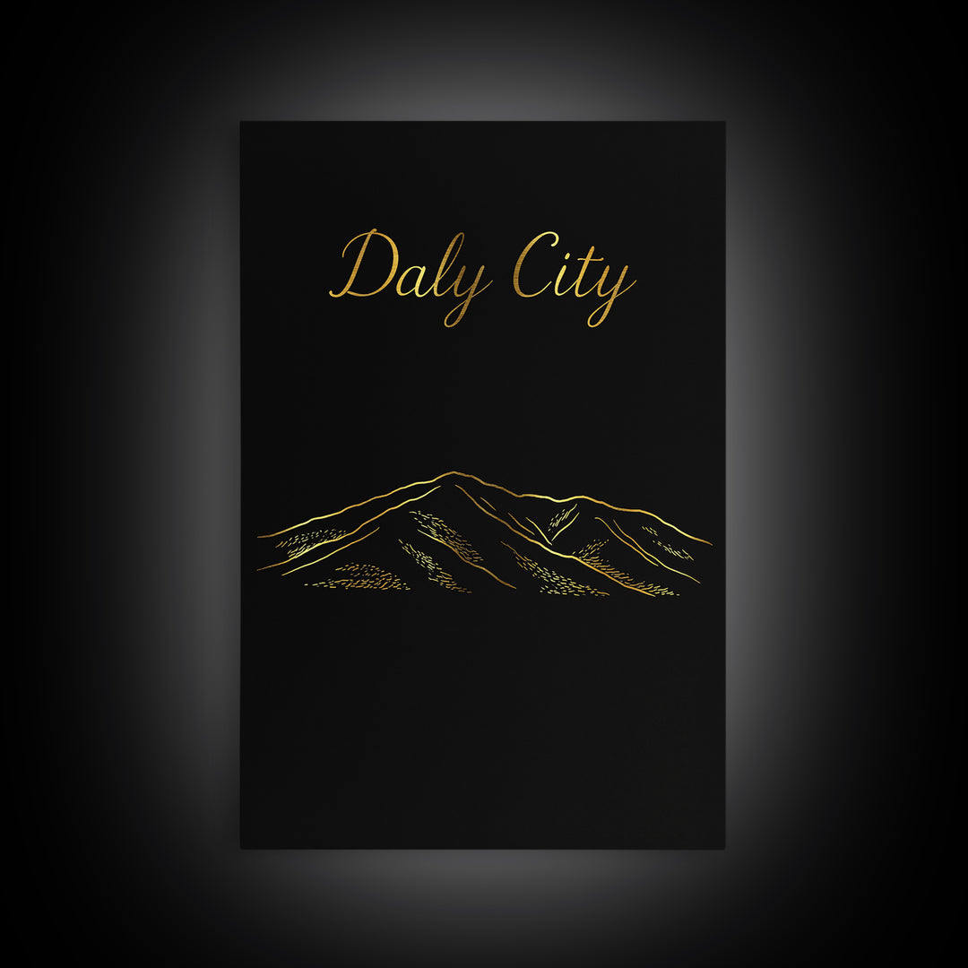Daly City California Travel Poster, Canvas Print, Dark Minimalist Wall Art, Daly Art Print, Poster Art, Retro Travel Print, Poster Print