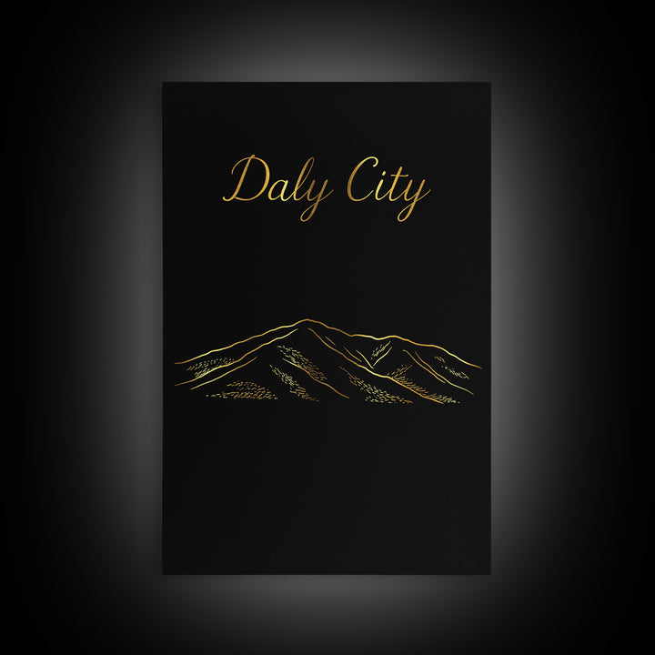Daly City California Travel Poster, Canvas Print, Dark Minimalist Wall Art, Daly Art Print, Poster Art, Retro Travel Print, Poster Print
