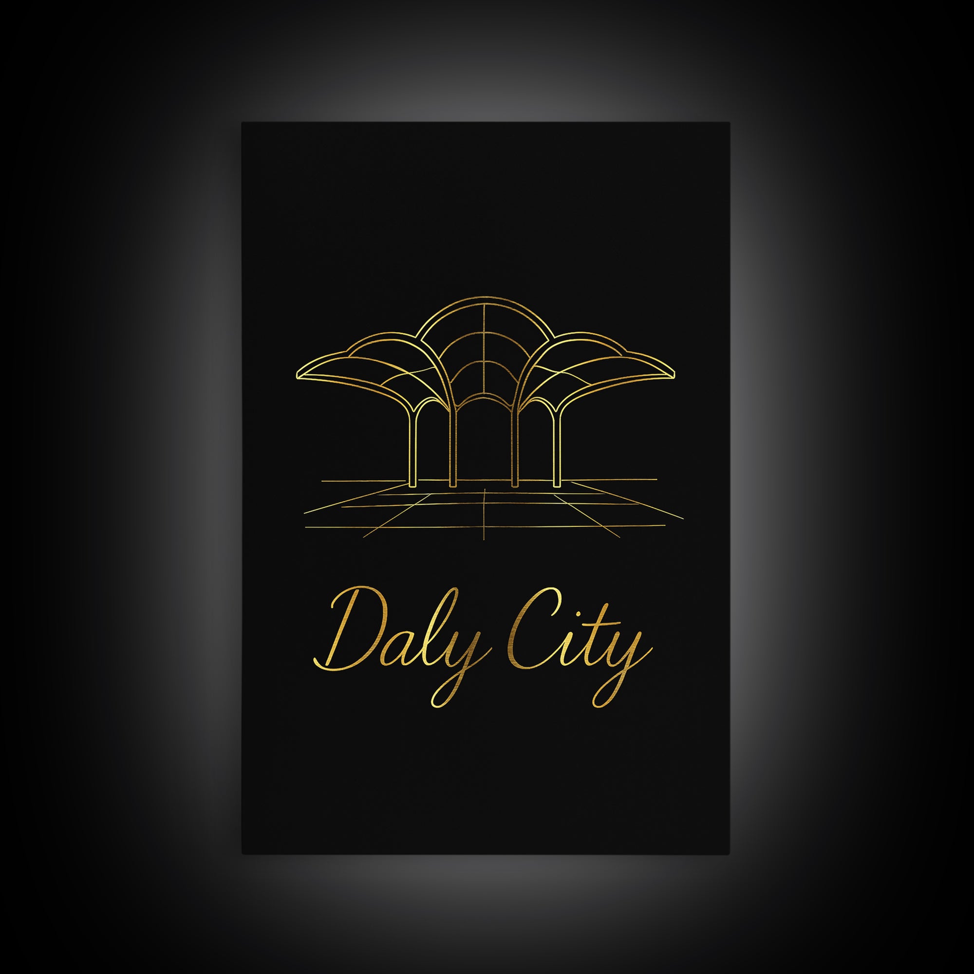 Daly City Travel Poster, Canvas Print, Minimalist Gold Line Art, Daly City City Art, City Art Print, Travel Wall Decor, Modern Wall Decor