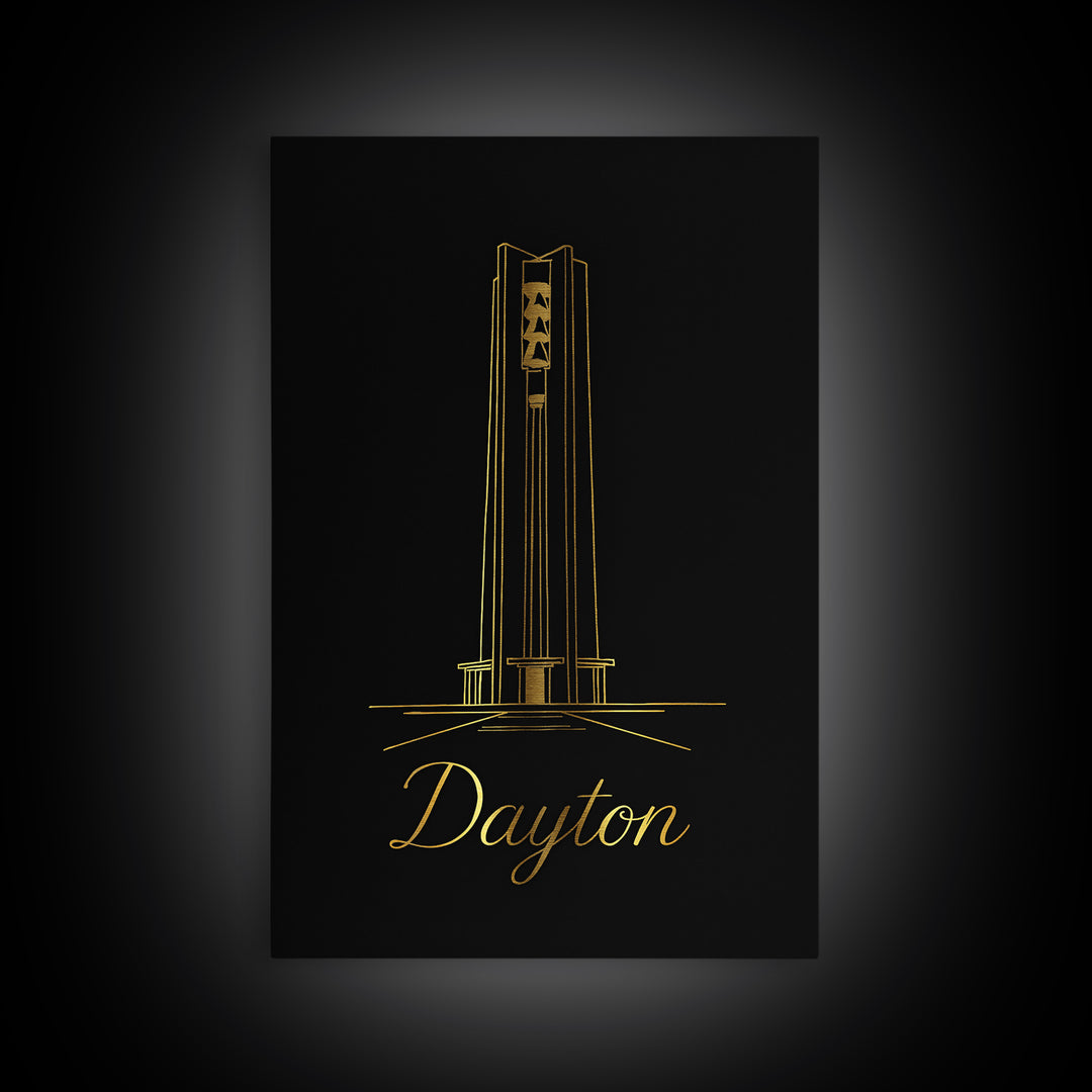 Dayton Ohio Travel Poster, Framed Canvas Print, Dark Minimalist Wall Art, Dayton Travel Art, Travel Poster Art, Travel Poster Set, Wall Art