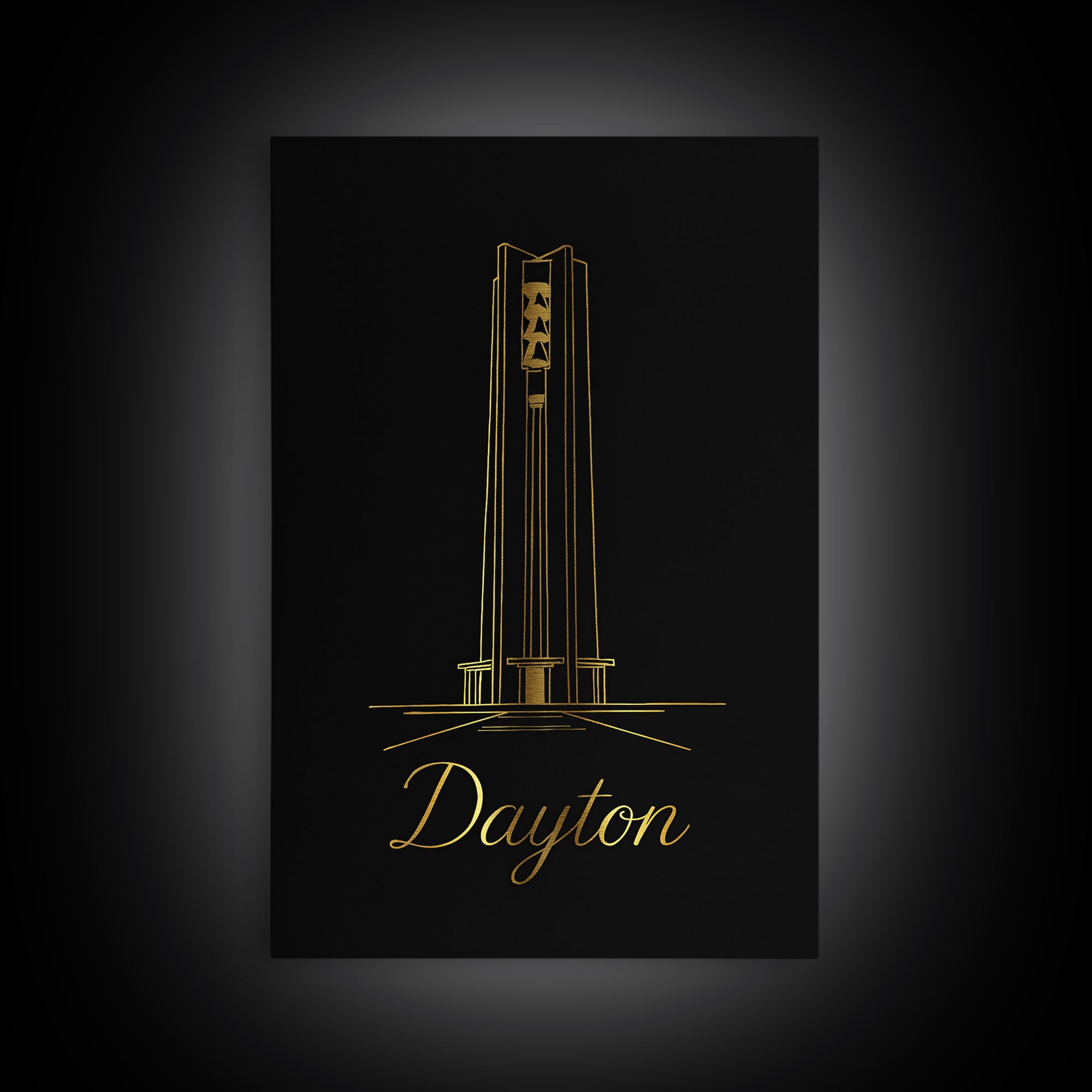 Dayton Ohio Travel Poster, Framed Canvas Print, Dark Minimalist Wall Art, Dayton Travel Art, Travel Poster Art, Travel Poster Set, Wall Art