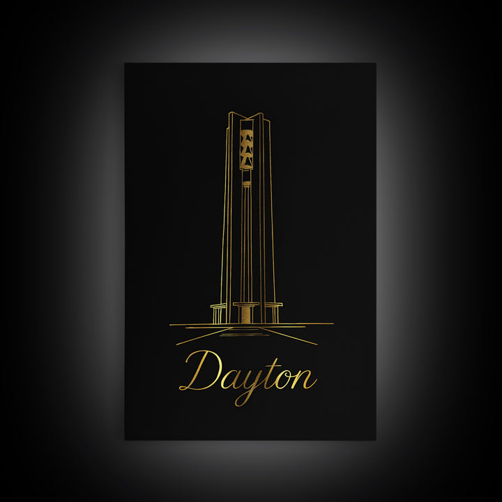 Dayton Ohio Travel Poster, Framed Canvas Print, Dark Minimalist Wall Art, Dayton Travel Art, Travel Poster Art, Travel Poster Set, Wall Art