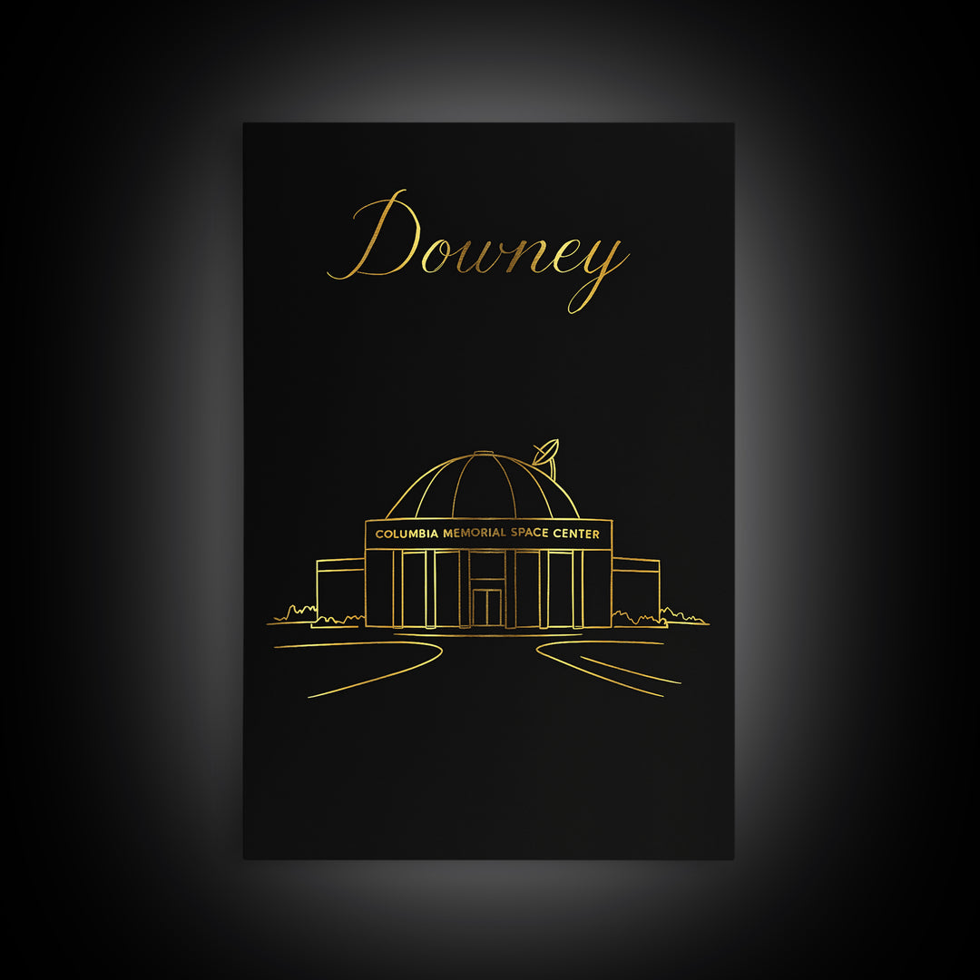Downey Travel Poster, Framed Canvas Print, Dark Minimalist Wall Art, Downey Poster Print, Travel Poster Art, Travel Wall Art, Design 2