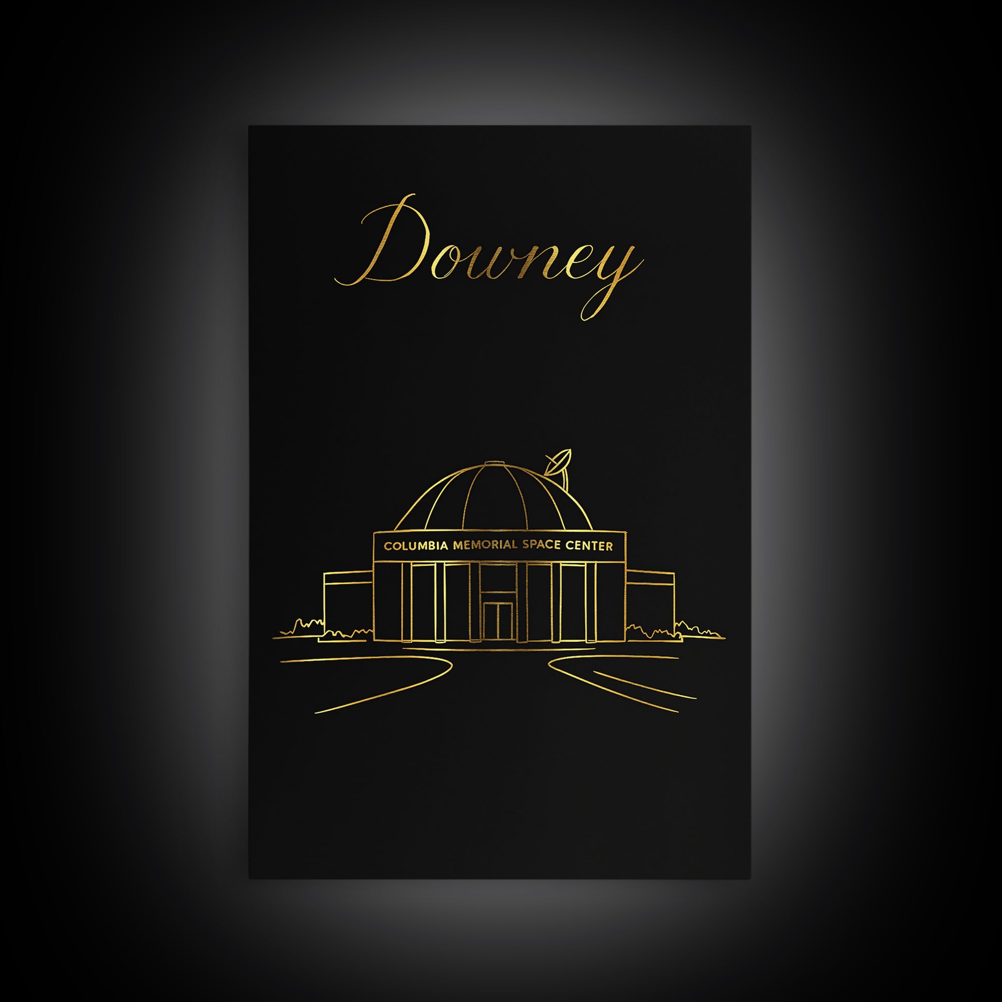 Downey Travel Poster, Framed Canvas Print, Dark Minimalist Wall Art, Downey Poster Print, Travel Poster Art, Travel Wall Art, Design 2