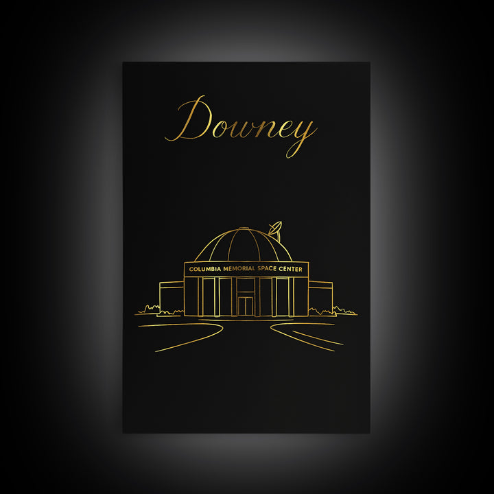 Downey Travel Poster, Framed Canvas Print, Dark Minimalist Wall Art, Downey Poster Print, Travel Poster Art, Travel Wall Art, Design 2