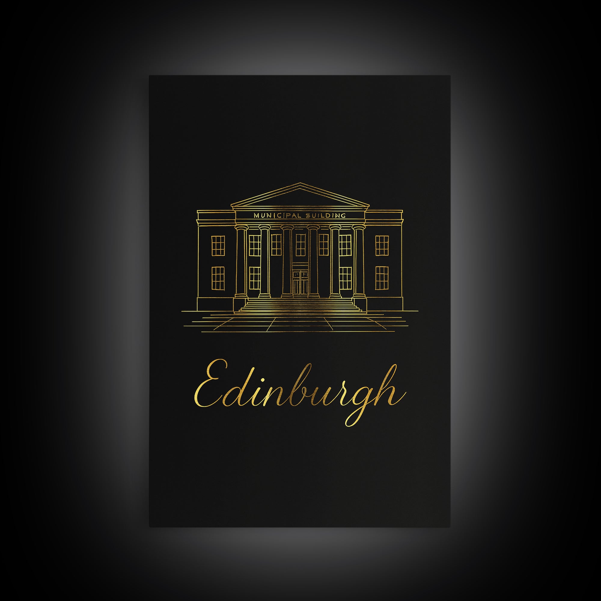 Edinburgh Travel Poster, Framed Canvas Print, Gold Outline Poster Art, Edinburgh Poster Print, Vintage Travel Print, Vintage Travel Art