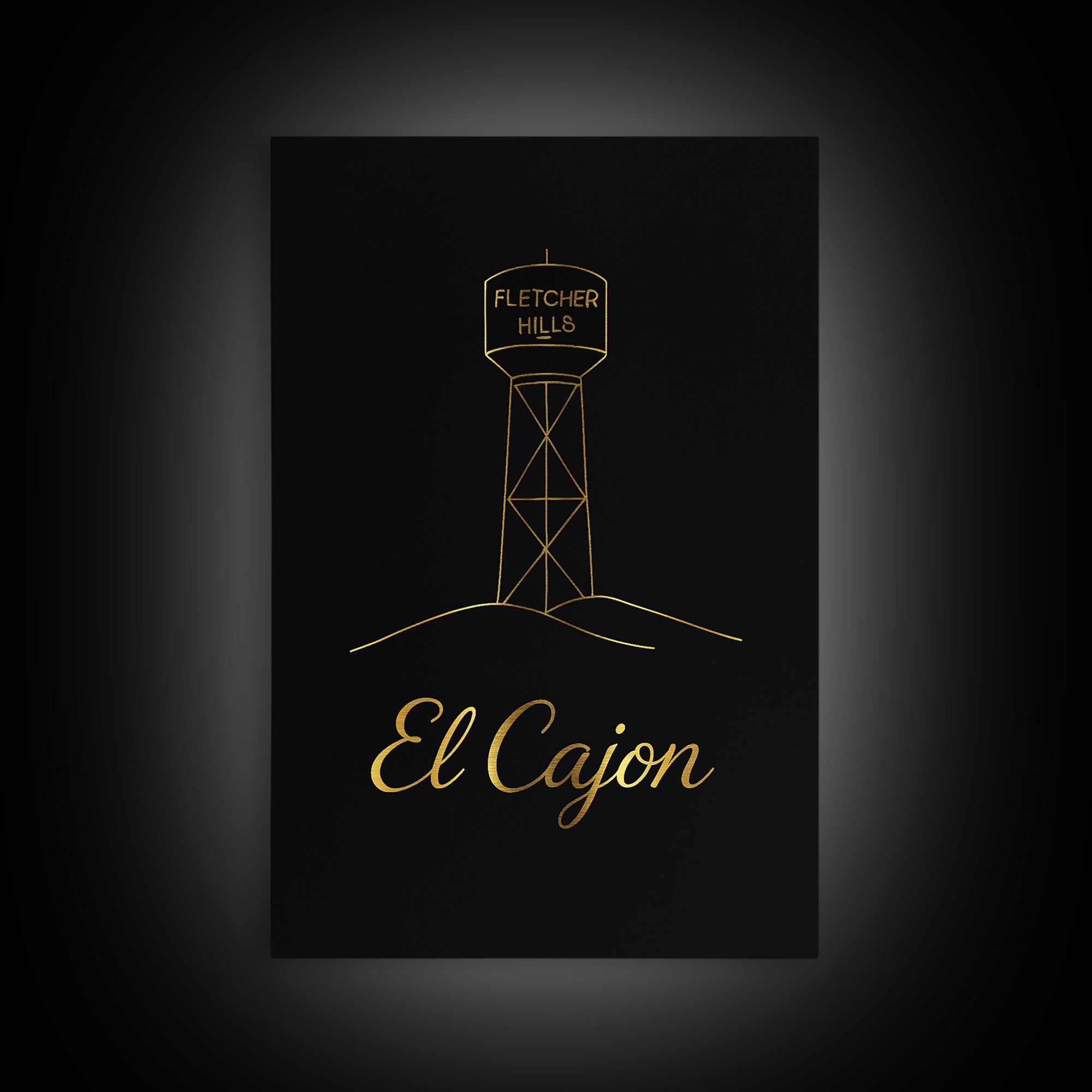 El Cajon Travel Poster, Canvas Print, Black Gold Minimalist Art, El Cajon Wall Art, City Illustration, Travel Poster Set, Retro Travel Print