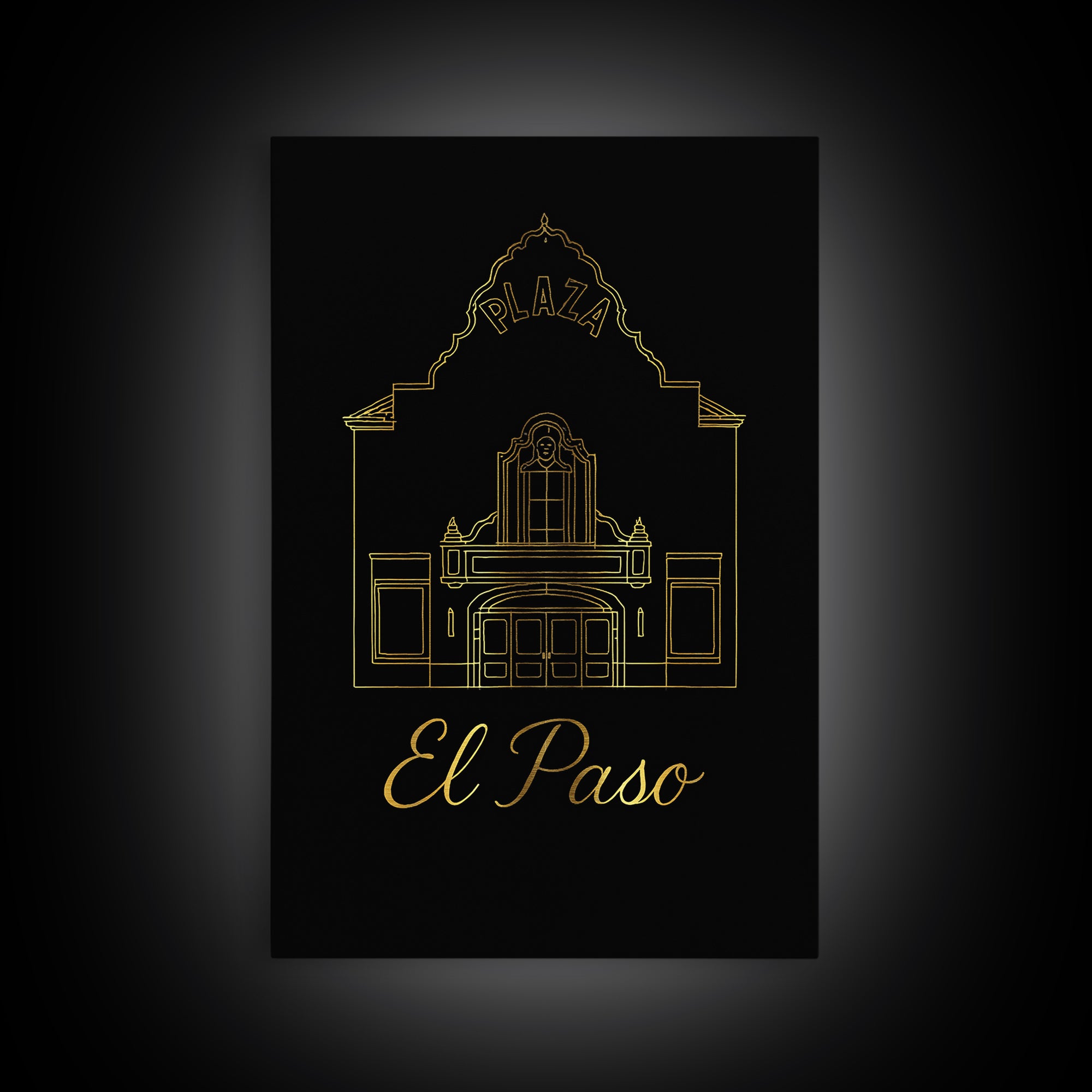 El Paso Travel Poster, Canvas Print, Black Gold Minimalist Art, El Paso Wall Art, City Travel Prints, City Art Print, Travel Poster Set