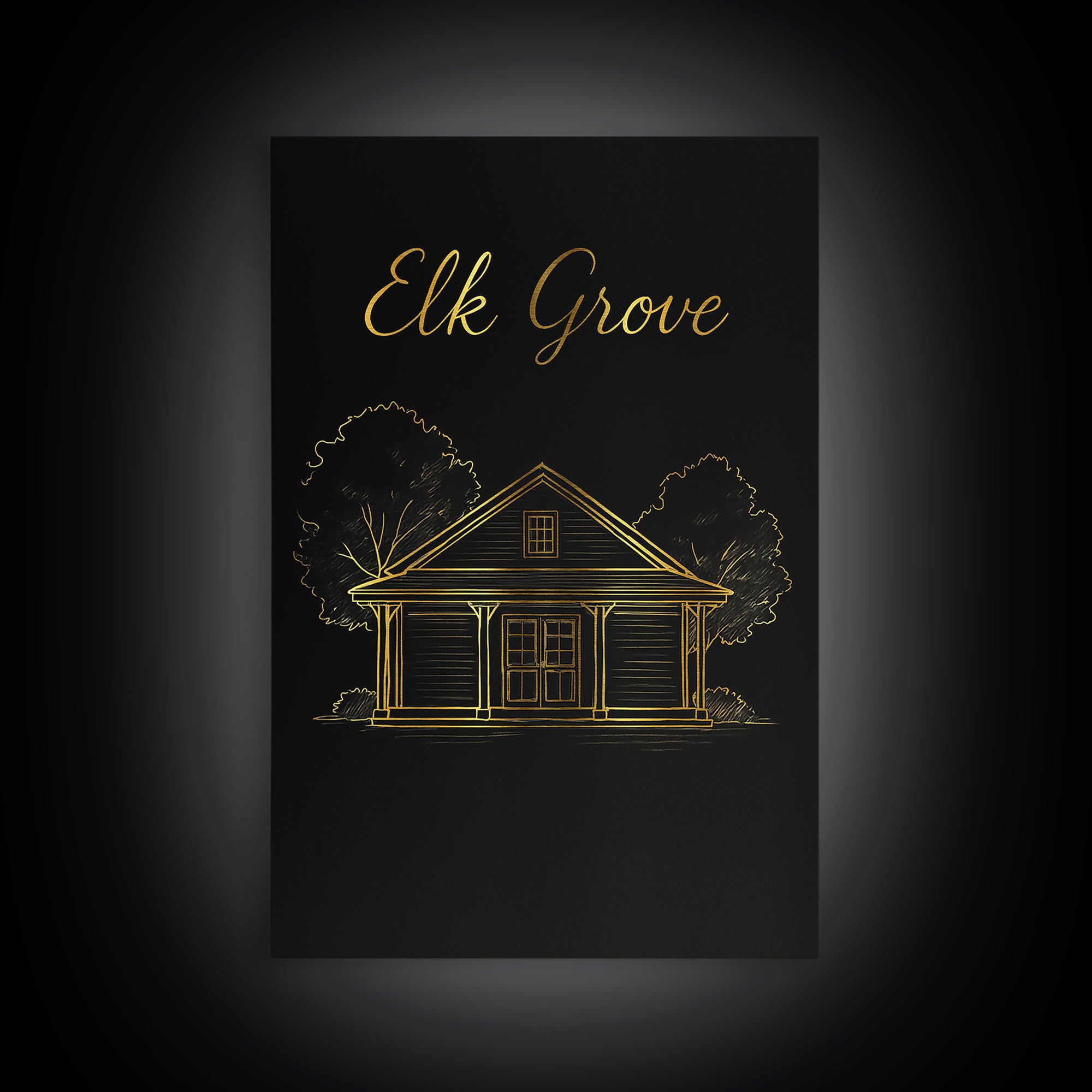 Elk Grove California Travel Poster, Canvas Print, Minimalist Gold Line Art, Elk Grove Wall Art, Travel Poster Set, Wall Decor, Art Print