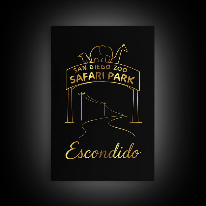 Escondido Travel Poster, Canvas Print, Dark Minimalist Wall Art, Escondido Poster Print, Modern Wall Decor, Living Room Wall Art