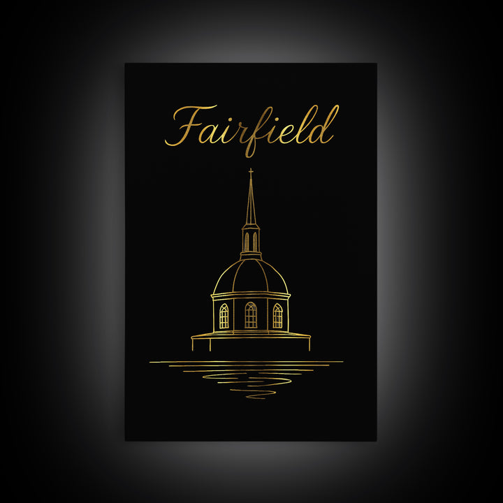 Fairfield California Travel Poster, Canvas Print, Minimalist Gold Line Art, Fairfield Art Print, Gift For Travelers, Home Office Decor