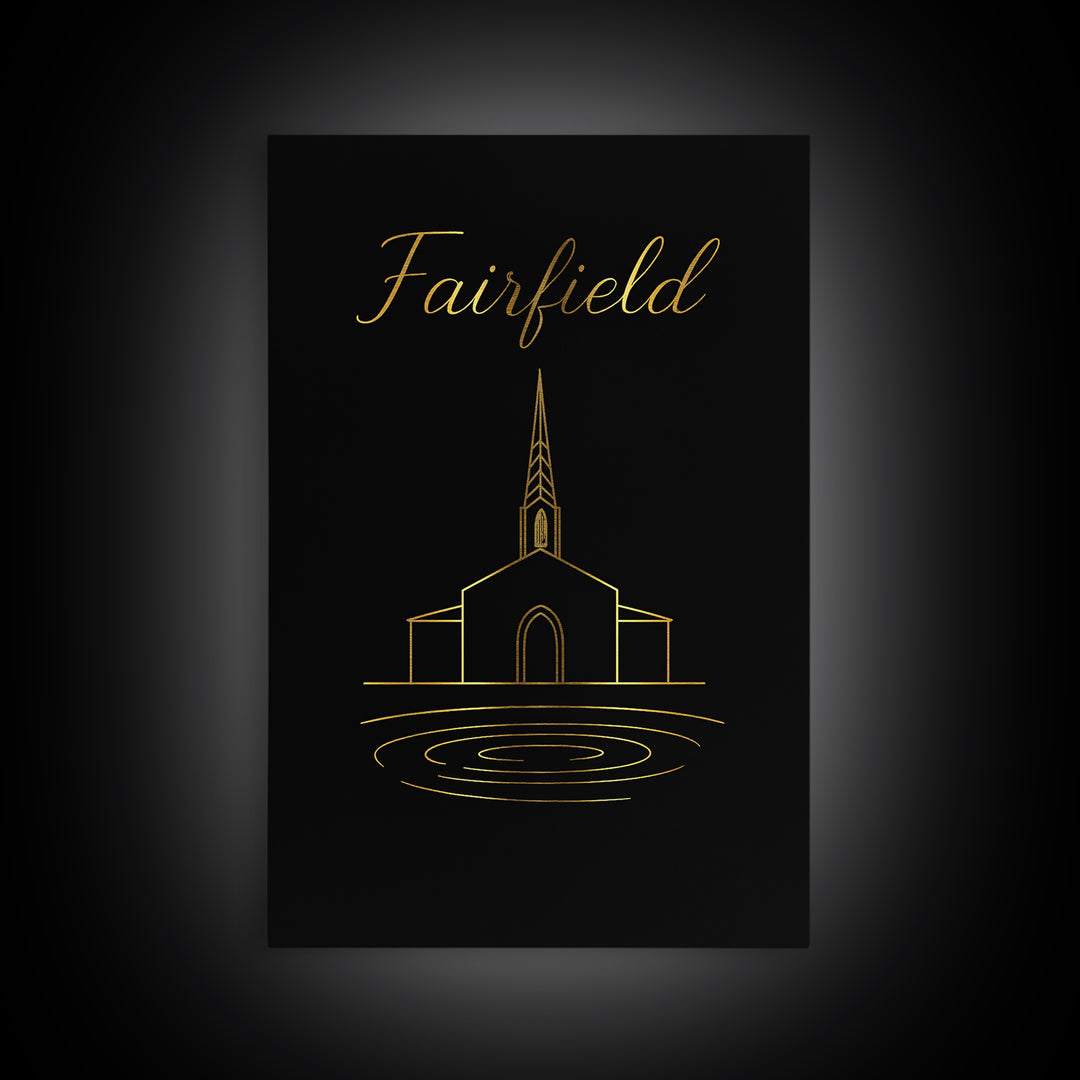 Fairfield Travel Poster, Canvas Print, Black Gold Minimalist Art, Fairfield Art Print, Fine Art Print, Vintage City Art, Travel Poster Set