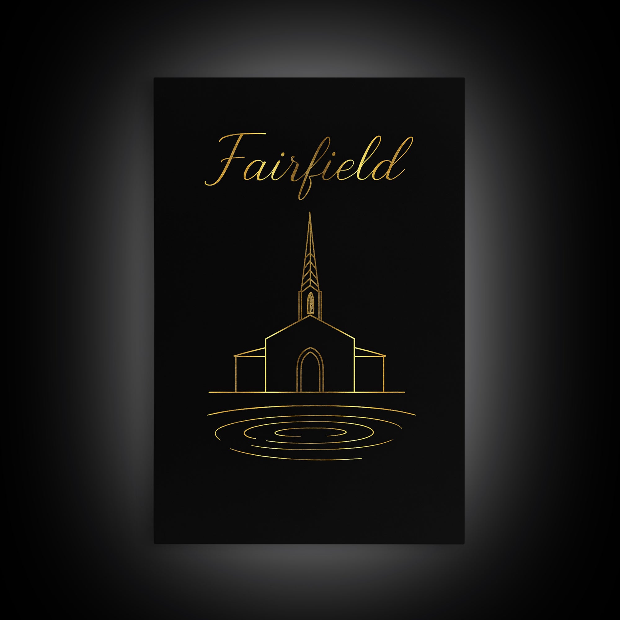 Fairfield Travel Poster, Canvas Print, Black Gold Minimalist Art, Fairfield Art Print, Fine Art Print, Vintage City Art, Travel Poster Set