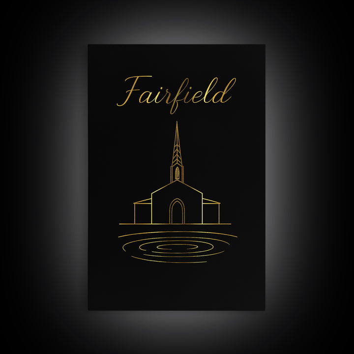 Fairfield Travel Poster, Canvas Print, Black Gold Minimalist Art, Fairfield Art Print, Fine Art Print, Vintage City Art, Travel Poster Set
