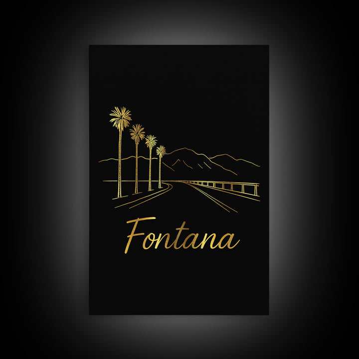 Fontana Travel Poster, Framed Canvas Print, Dark Minimalist Wall Art, Fontana Poster Print, Travel Wall Art, Fine Art Print, Retro Poster
