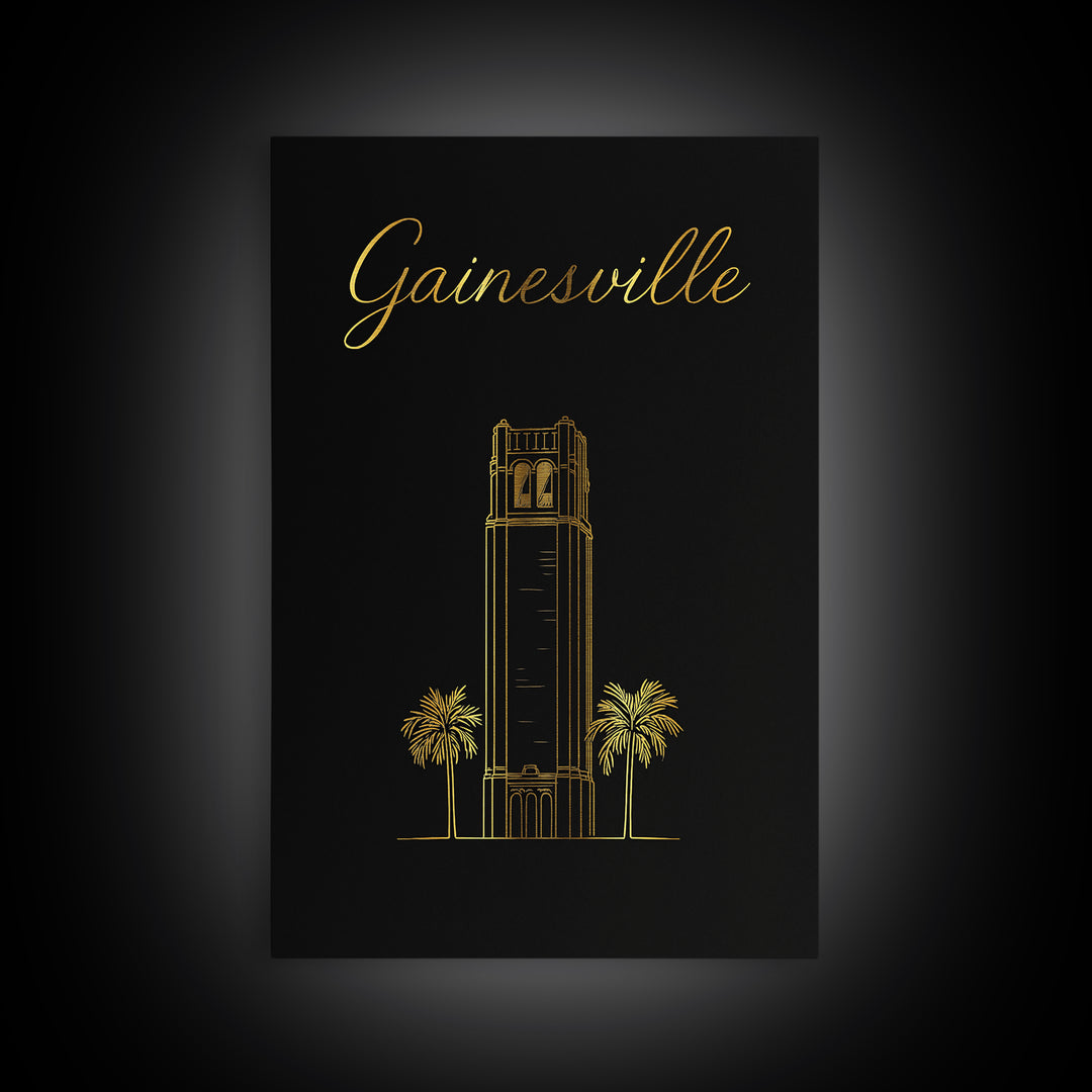 Gainesville Florida Travel Poster, Canvas Print, Dark Minimalist Wall Art, Gainesville Travel Art, Eclectic Wall Decor, Travel Poster Set