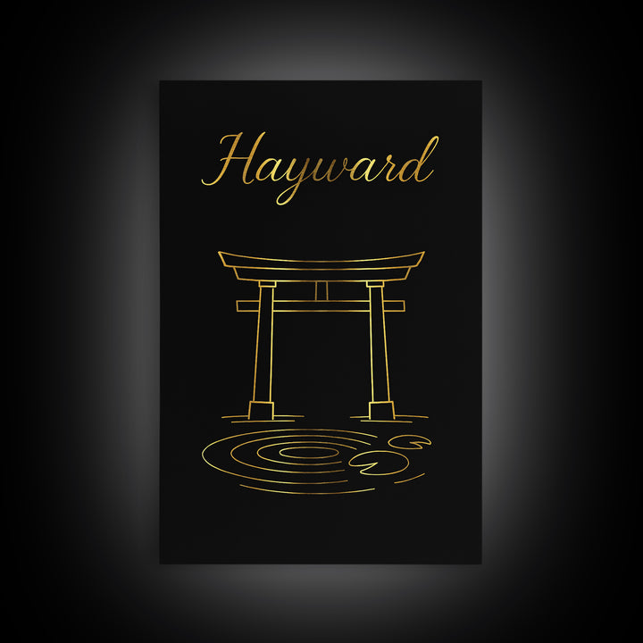 Hayward Travel Poster, Framed Canvas Print, Dark Minimalist Wall Art, Hayward Poster Print, Travel Art Print, Vintage Travel Art