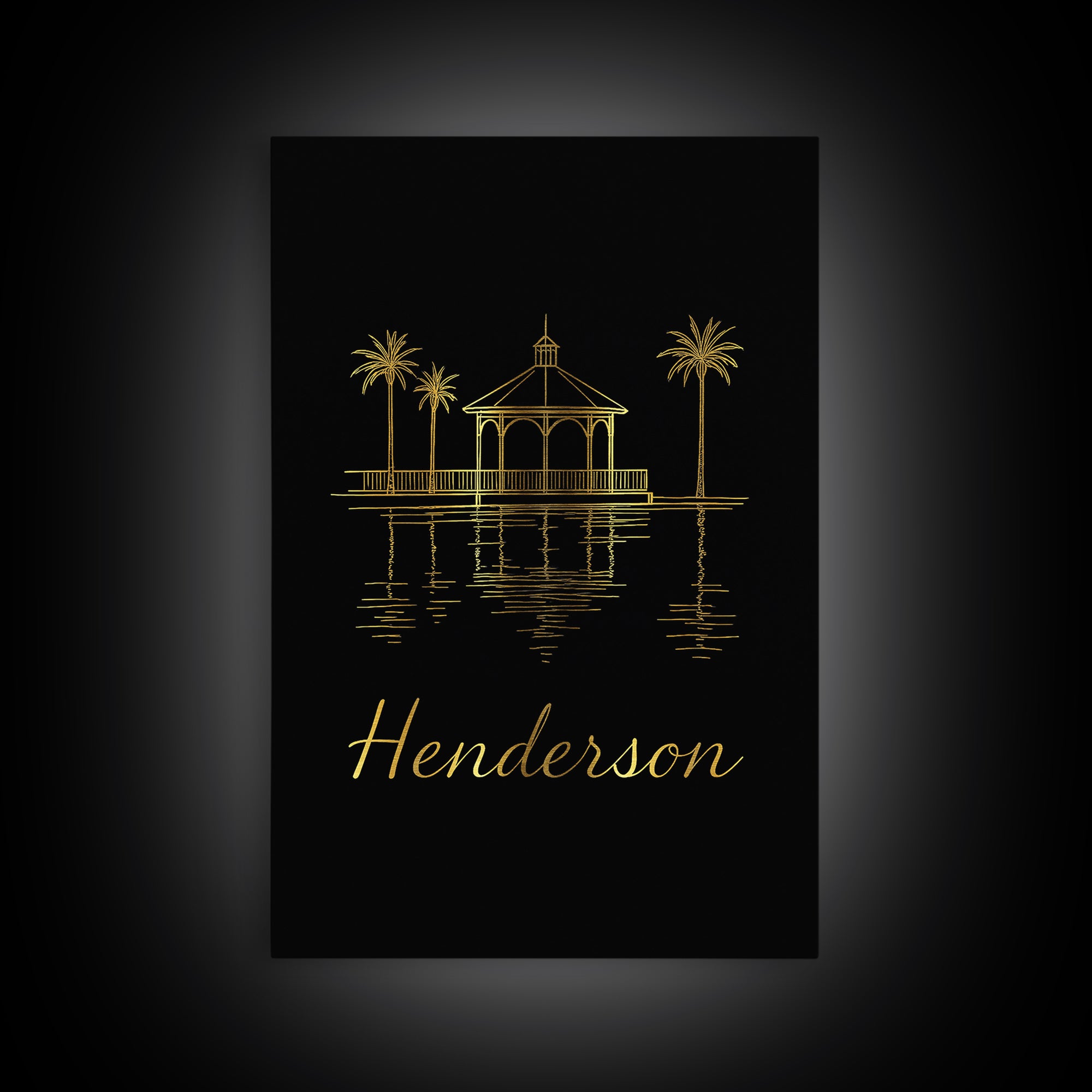 Henderson Travel Poster, Canvas Print, Gold Outline Poster Art, Henderson City Art, Travel Poster Art, Mid Century Wall Art, Travel Gift