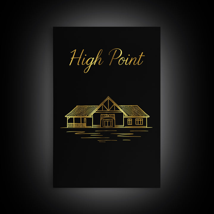 High Point North Carolina Travel Poster, Canvas Print, Dark Minimalist Wall Art, High Point Poster Print, Poster Art, City Travel Prints