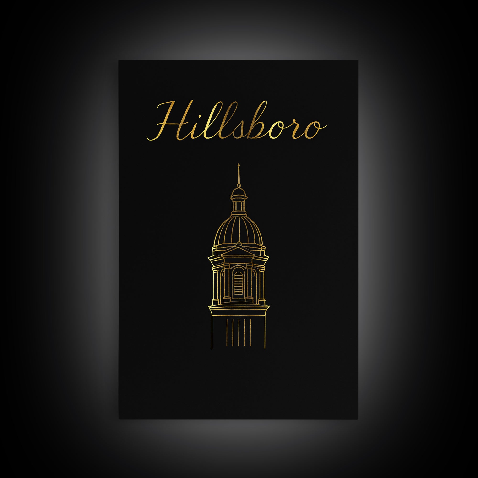 Hillsboro Oregon Travel Poster, Canvas Print, Dark Minimalist Wall Art, Hillsboro Poster Print, Poster Art, Travel Wall Art, Travel Gift