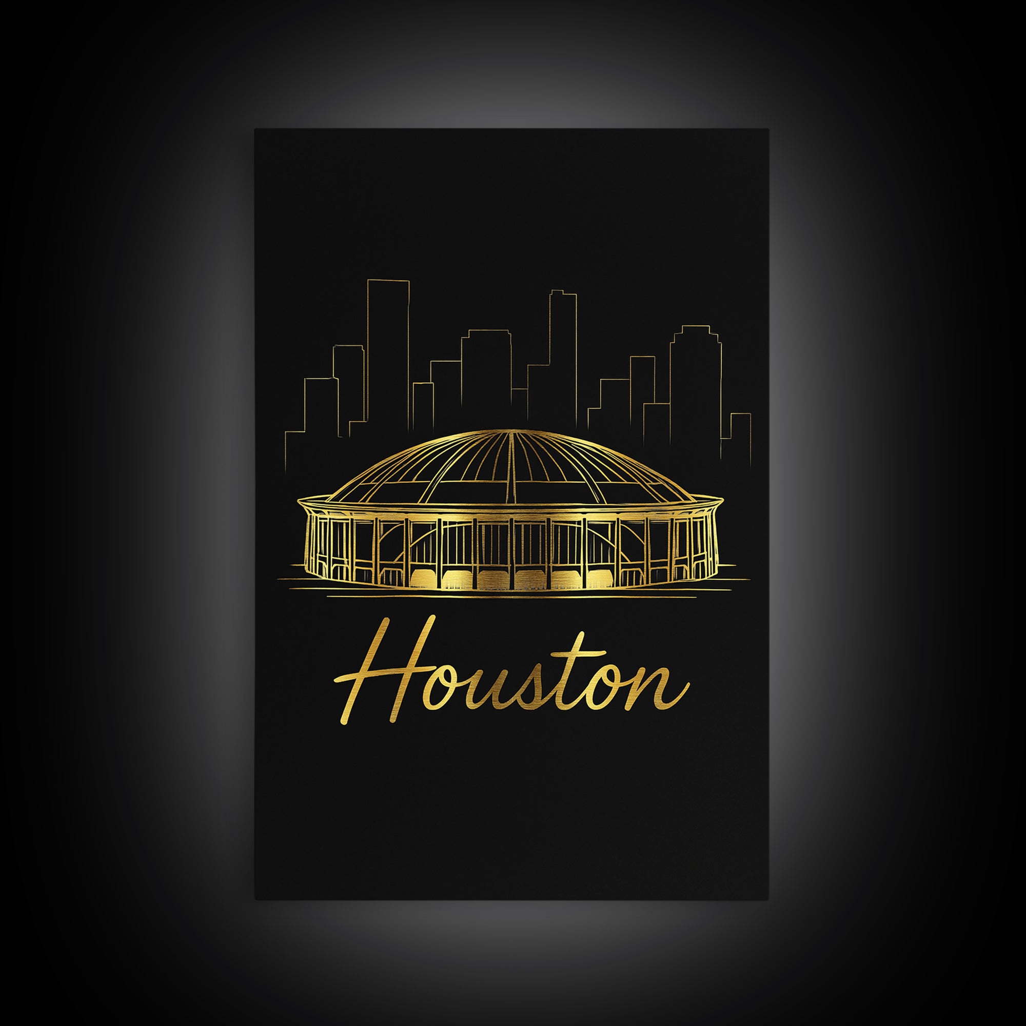 Houston Texas Travel Poster, Canvas Print, Dark Minimalist Wall Art, Houston City Art, Travel Wall Art, Retro Travel Print, Poster Print