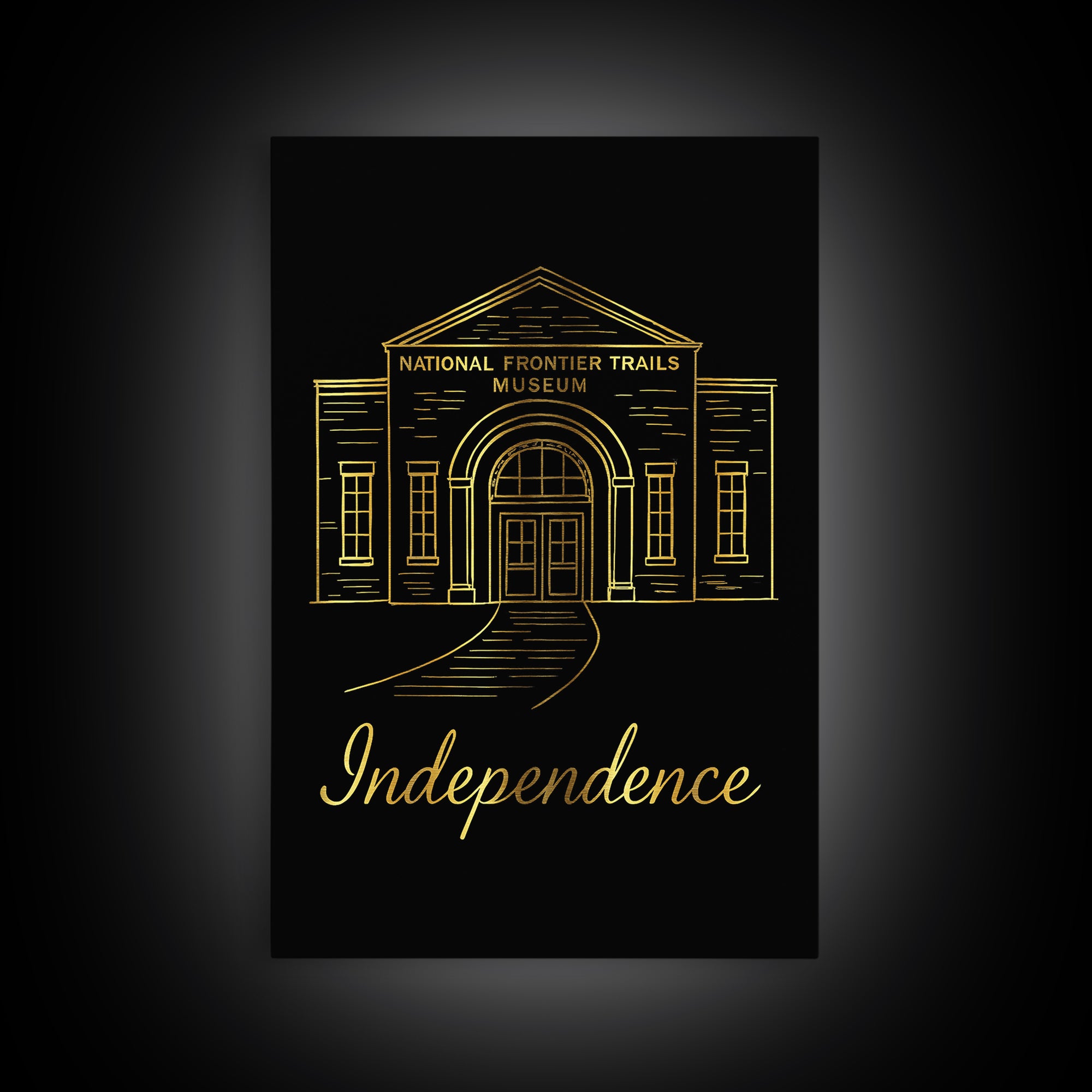 Independence Missouri Travel Poster, Canvas Print, Minimalist Gold Line Art, Independence Travel Art, Travel Prints, Vintage City Poster