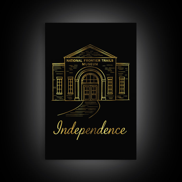 Independence Missouri Travel Poster, Canvas Print, Minimalist Gold Line Art, Independence Travel Art, Travel Prints, Vintage City Poster