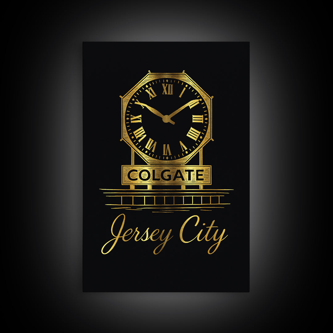 Jersey City New Jersey Travel Poster, Canvas Print, Gold Outline Poster Art, Jersey City Wall Art, Travel Wall Art, Travel Print, Wall Art