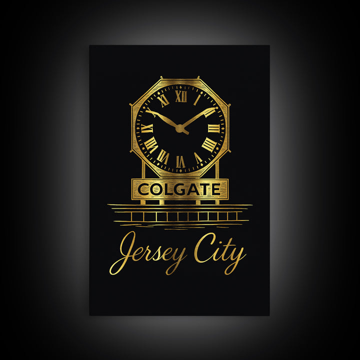 Jersey City New Jersey Travel Poster, Canvas Print, Gold Outline Poster Art, Jersey City Wall Art, Travel Wall Art, Travel Print, Wall Art
