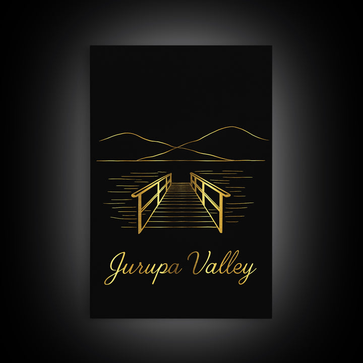 Jurupa Valley Travel Poster, Canvas Print, Dark Minimalist Wall Art, Jurupa Valley Wall Art, Mid Century Wall Art, Travel Wall Decor