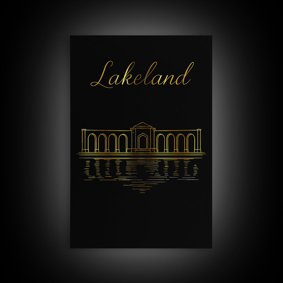 Lakeland Florida Travel Poster, Canvas Print, Dark Minimalist Wall Art, Lakeland Wall Art, Travel Art Print, Modern Wall Decor, Wall Decor