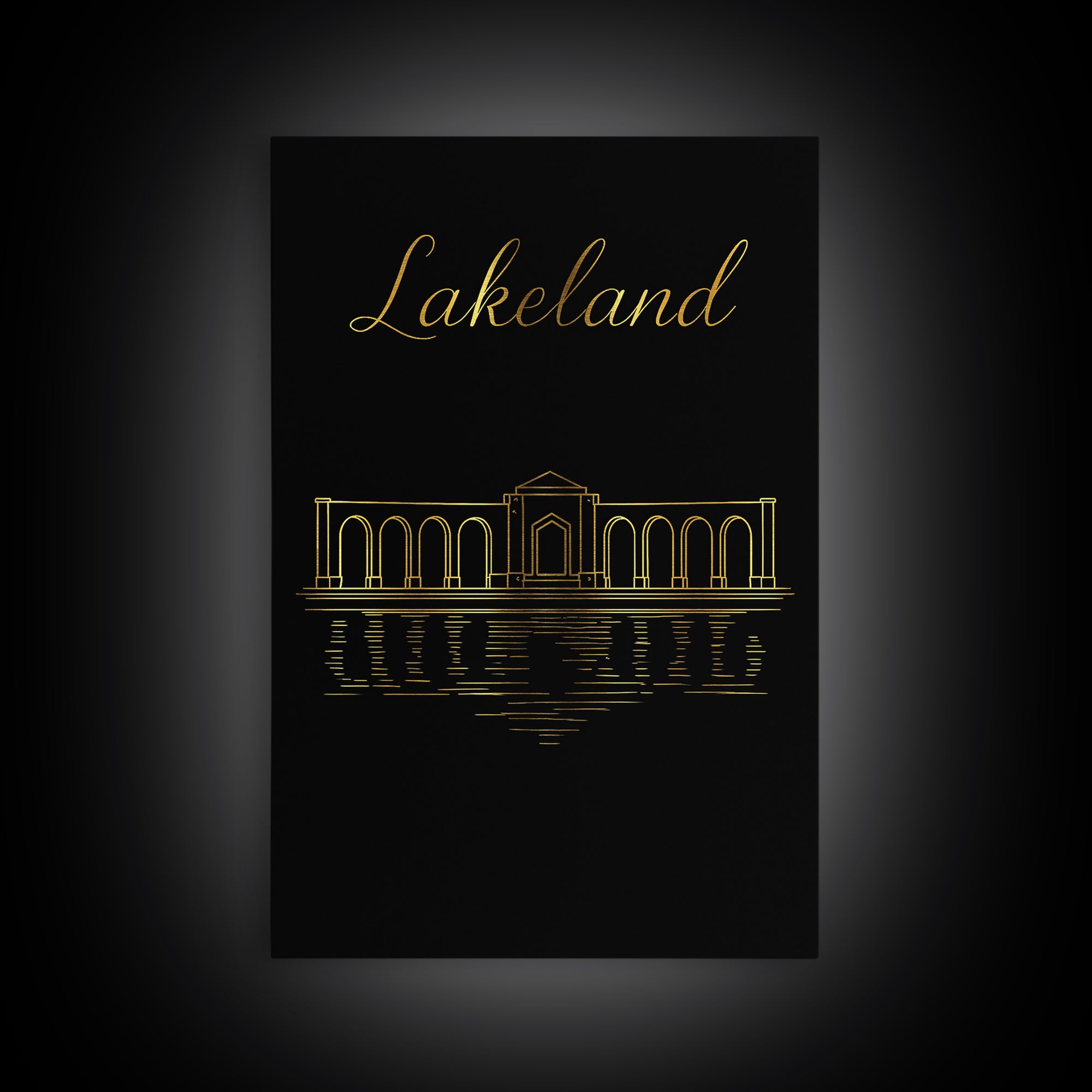 Lakeland Florida Travel Poster, Canvas Print, Dark Minimalist Wall Art, Lakeland Wall Art, Travel Art Print, Modern Wall Decor, Wall Decor