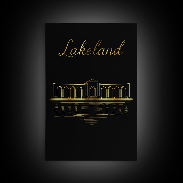 Lakeland Florida Travel Poster, Canvas Print, Dark Minimalist Wall Art, Lakeland Wall Art, Travel Art Print, Modern Wall Decor, Wall Decor