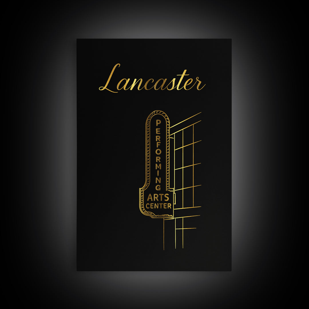 Lancaster Travel Poster, Framed Canvas Print, Dark Minimalist Wall Art, Lancaster Art Print, Vintage Travel Art, Vintage Travel Print
