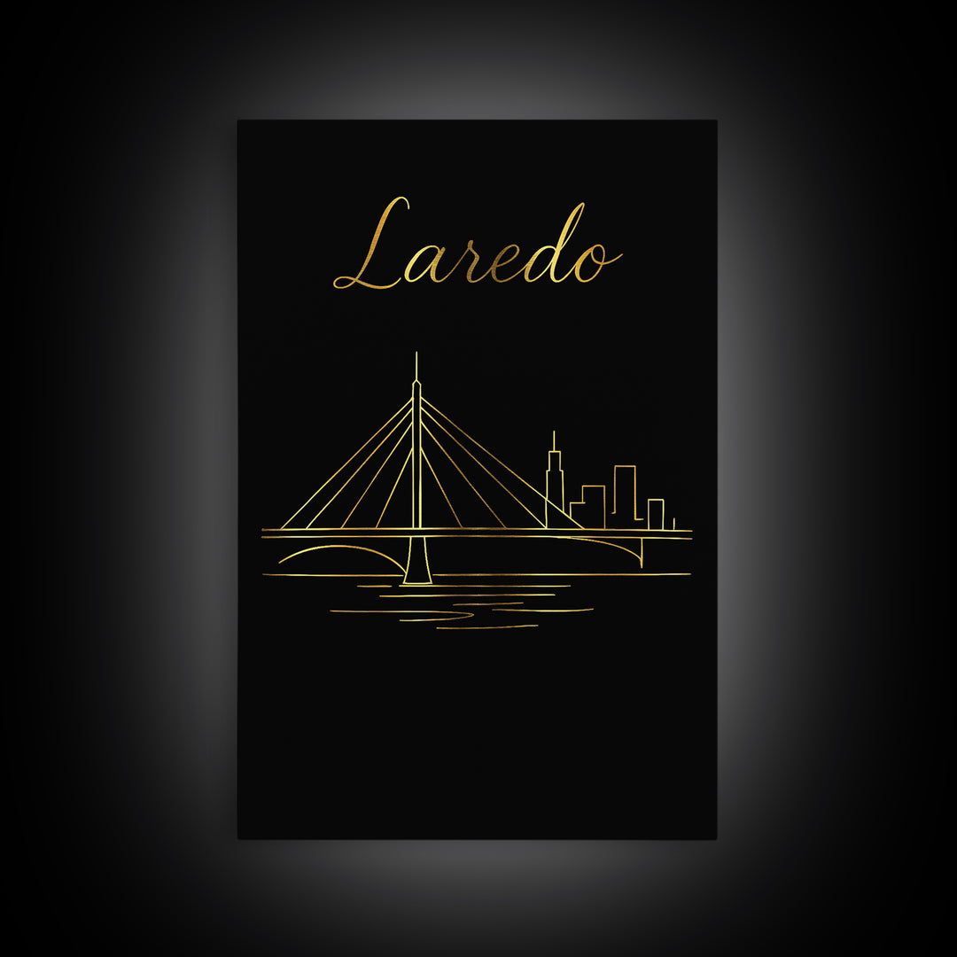 Laredo Texas Travel Poster, Canvas Print, Dark Minimalist Wall Art, Laredo City Art, Fine Art Print, Travel Poster Set, Home Office Decor