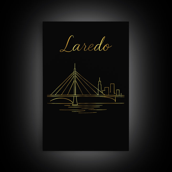 Laredo Texas Travel Poster, Canvas Print, Dark Minimalist Wall Art, Laredo City Art, Fine Art Print, Travel Poster Set, Home Office Decor