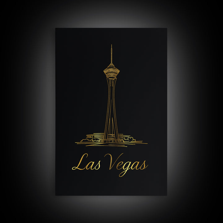 Las Vegas Travel Poster, Canvas Print, Minimalist Gold Line Art, Las Vegas Wall Art, Travel Poster Set, Living Room Wall Art, Home Decor