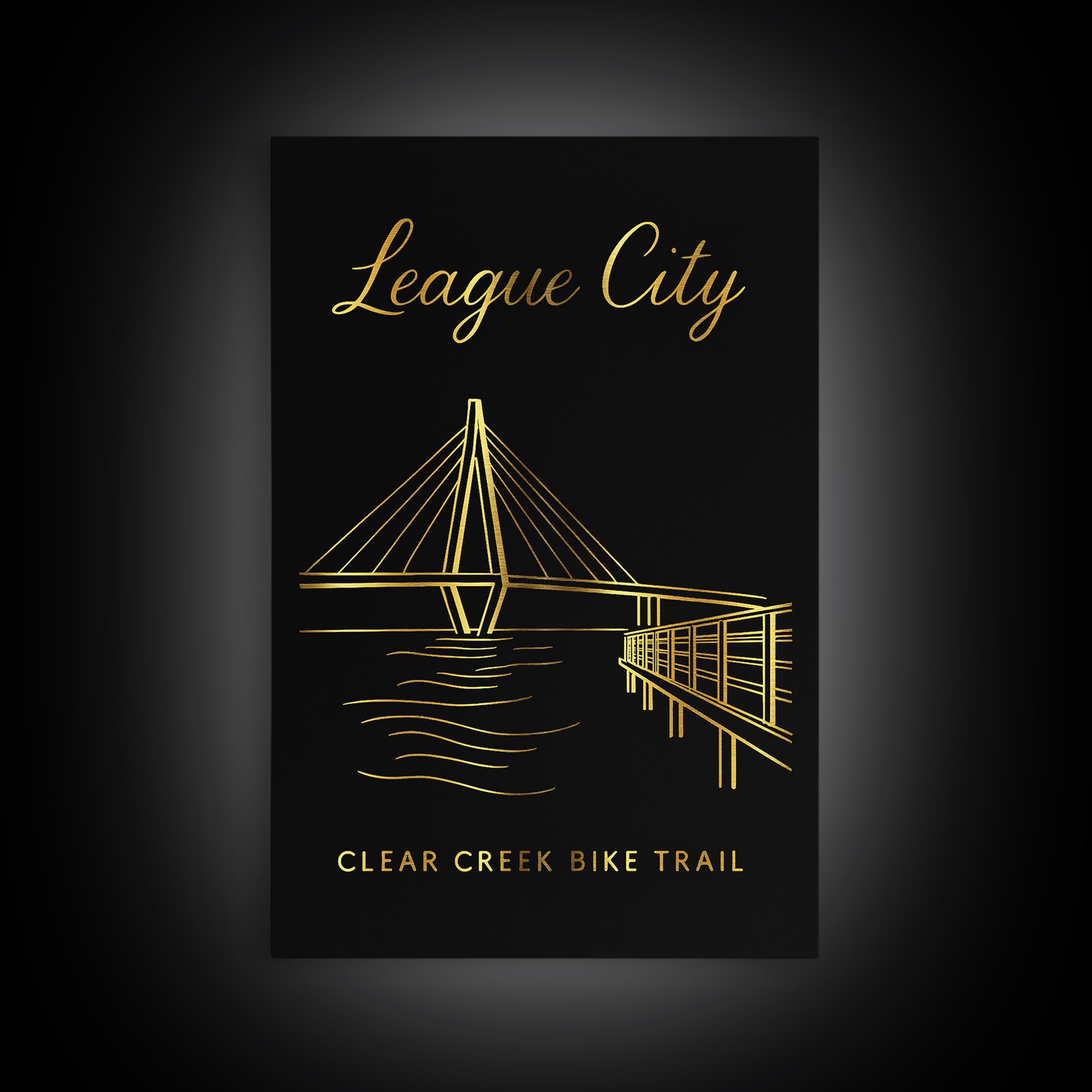 League City Travel Poster, Canvas Print, Dark Minimalist Wall Art, League City Wall Art, Travel Art Print, Gift For Travelers, Design 4