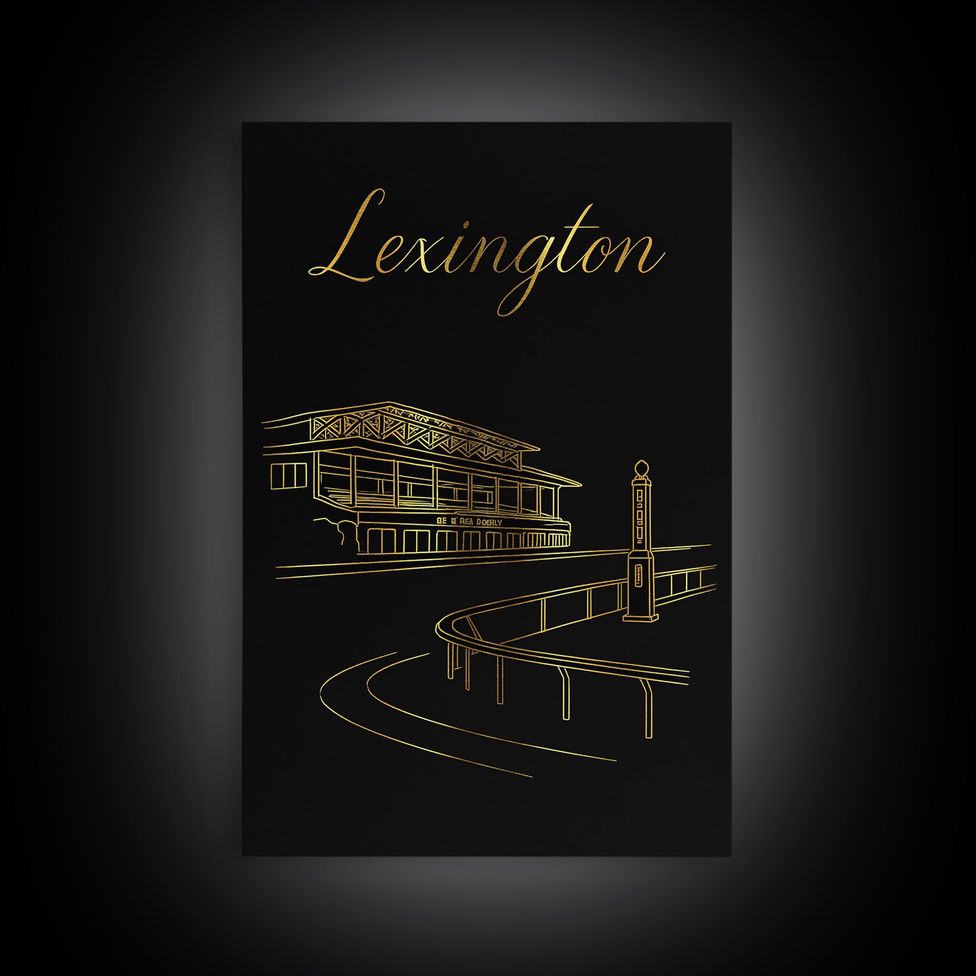 Lexington Kentucky Travel Poster, Canvas Print, Black Gold Minimalist Art, Lexington Poster Print, Vintage City Poster, Art Print, Design 1