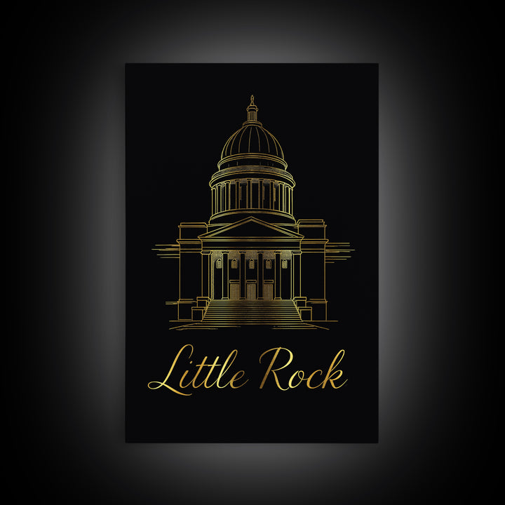 Little Rock Arkansas Travel Poster, Canvas Print, Dark Minimalist Wall Art, Little Rock City Art, Living Room Wall Art, Eclectic Wall Decor
