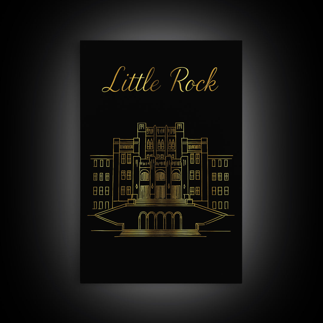 Little Rock Travel Poster, Canvas Print, Dark Minimalist Wall Art, Little Rock Art Print, Mid Century Wall Art, Eclectic Wall Decor