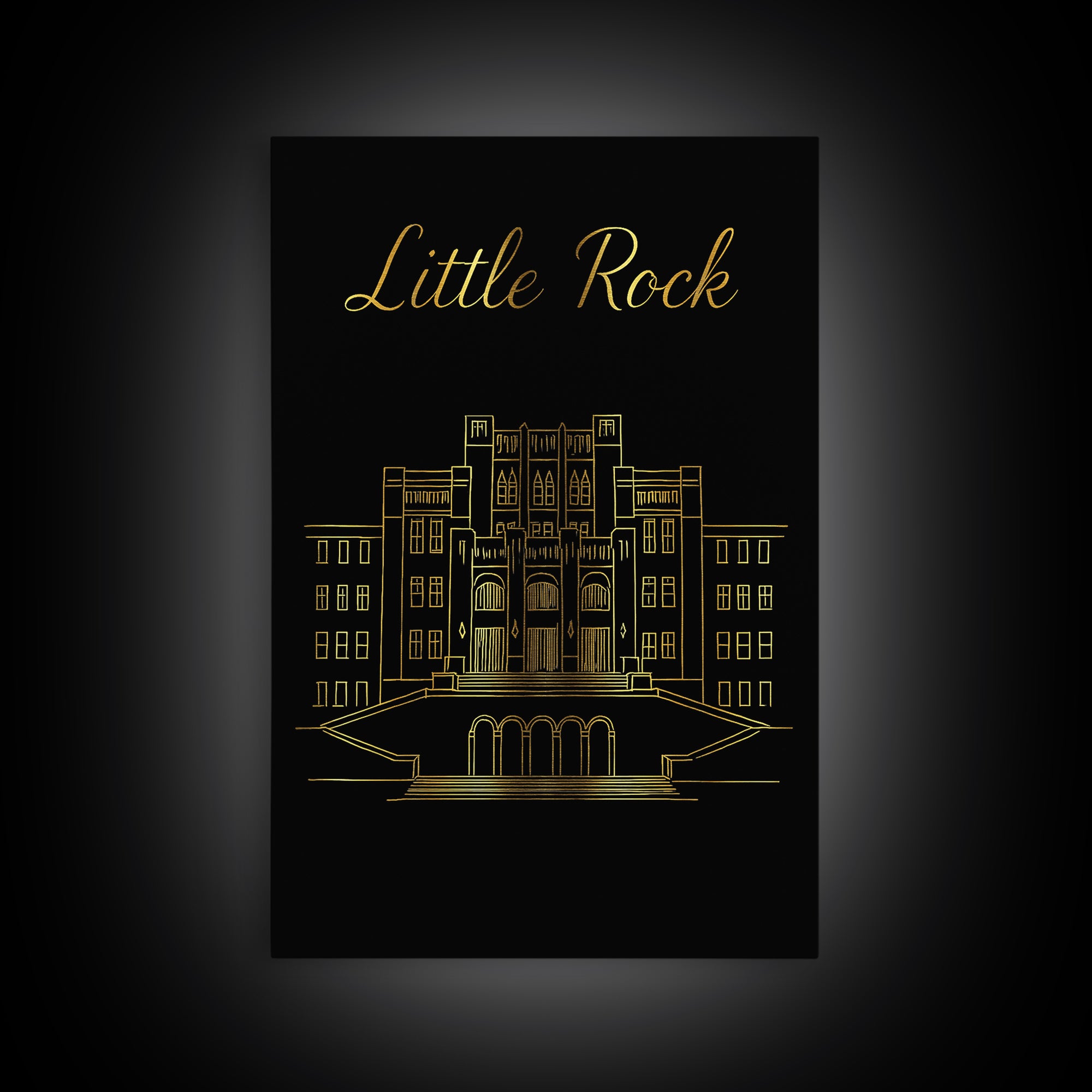 Little Rock Travel Poster, Canvas Print, Dark Minimalist Wall Art, Little Rock Art Print, Mid Century Wall Art, Eclectic Wall Decor