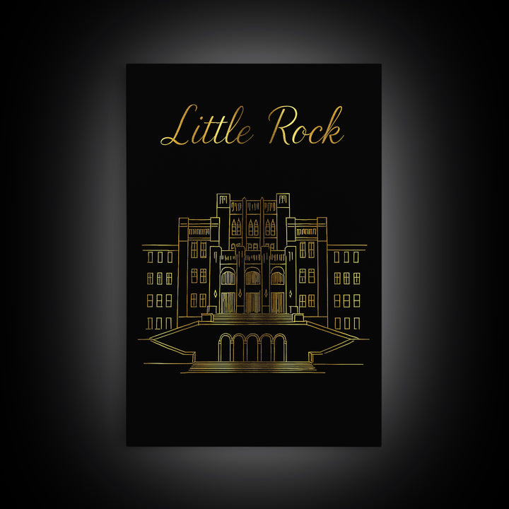 Little Rock Travel Poster, Canvas Print, Dark Minimalist Wall Art, Little Rock Art Print, Mid Century Wall Art, Eclectic Wall Decor