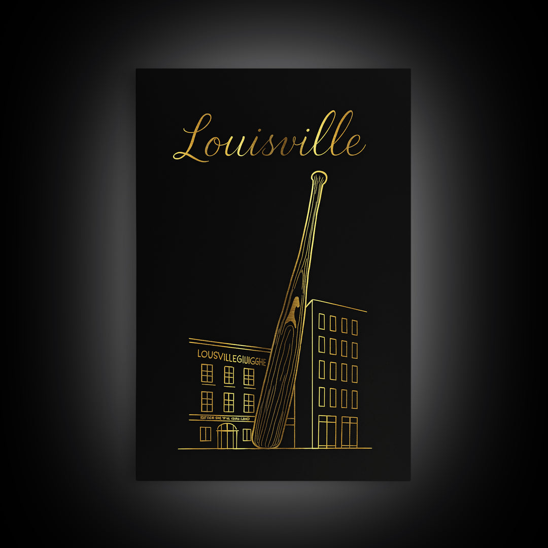 Louisville Kentucky Travel Poster, Canvas Print, Black Gold Minimalist Art, Louisville Art Print, Travel Poster Set, Art Print