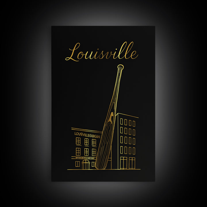 Louisville Kentucky Travel Poster, Canvas Print, Black Gold Minimalist Art, Louisville Art Print, Travel Poster Set, Art Print
