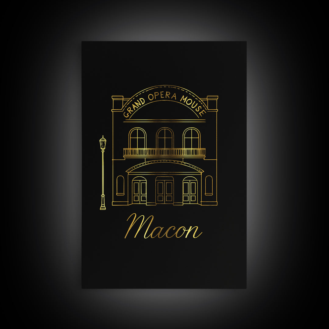 Macon Georgia Travel Poster, Canvas Print, Minimalist Gold Line Art, Macon Travel Art, Travel Poster Set, Mid Century Wall Art, Travel Art