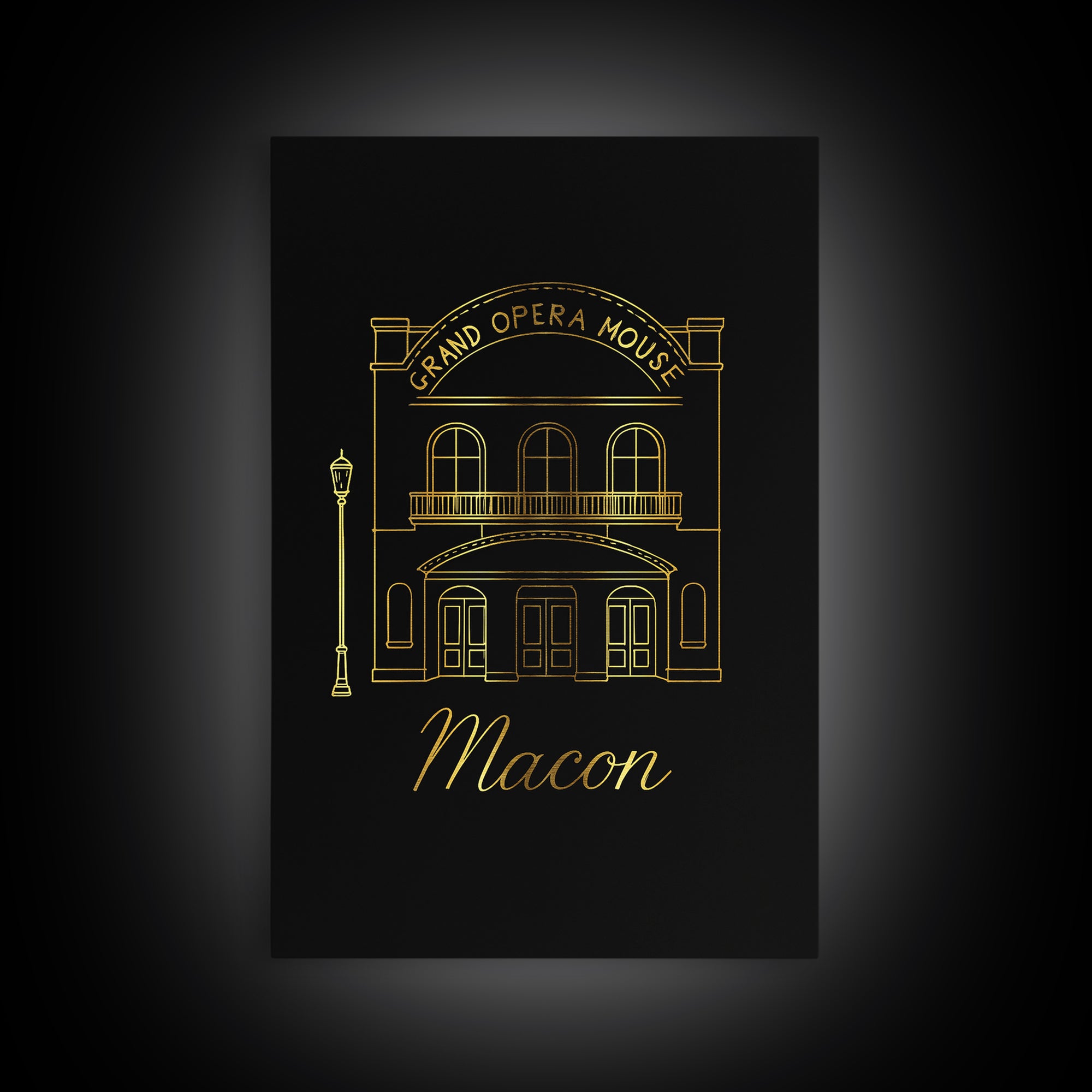 Macon Georgia Travel Poster, Canvas Print, Minimalist Gold Line Art, Macon Travel Art, Travel Poster Set, Mid Century Wall Art, Travel Art