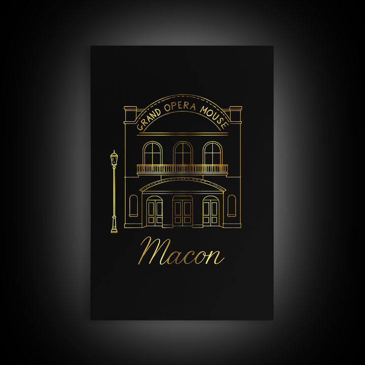 Macon Georgia Travel Poster, Canvas Print, Minimalist Gold Line Art, Macon Travel Art, Travel Poster Set, Mid Century Wall Art, Travel Art