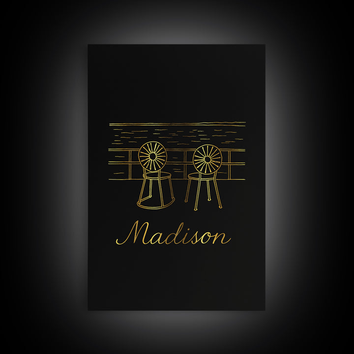 Madison Wisconsin Travel Poster, Canvas Print, Dark Minimalist Wall Art, Madison Travel Art, Wanderlust Decor, Poster Art