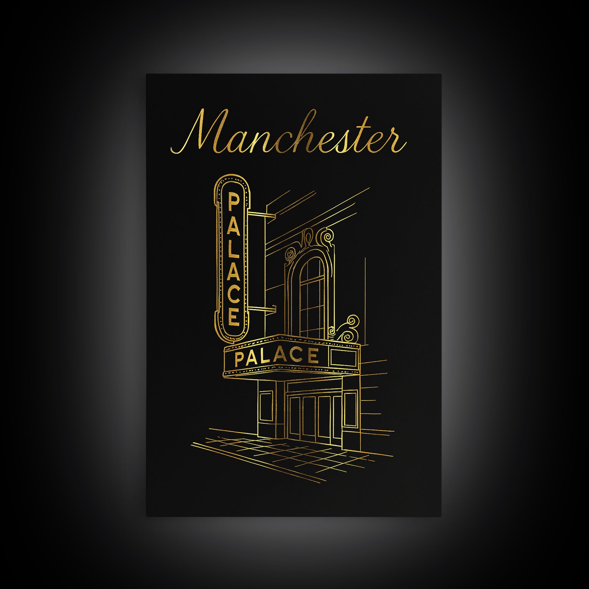 Manchester New Hampshire Travel Poster, Canvas Print, Black Gold Minimalist Art, Manchester Art Print, Poster Art, Vintage Travel Print